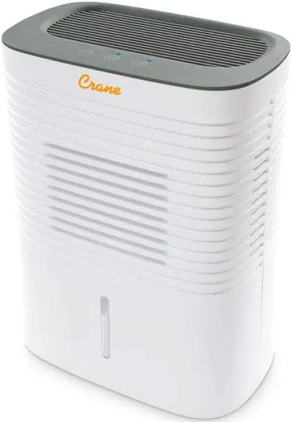 Crane Dehumidifier, Compact Portable Design, Effective Moisture Removal up to 300 Sq. Feet, 0.5 Gallon – 2 Liter Water Tank, White