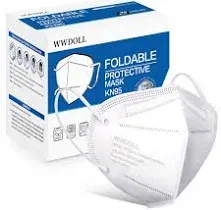 WWDOLL KN95 Face Mask 25 Pack, 5-Layers Breathable KN95 Masks, White