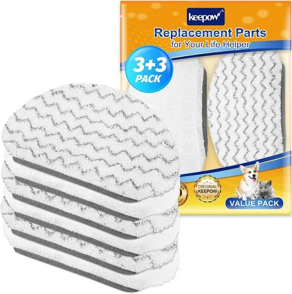 Keepow Steam Mop Pads 6 Pack for Bissell Powerfresh 1940 1544 1440 Series Floor Steamer Hard Floor Cleaner Microfiber Rags Replacement Parts