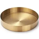 IVAILEX Round Gold Tray Stainless Steel Jewelry, Make Up, Candle Plate Decorative Tray (18cm Diameter)