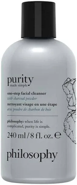 PHILOSOPHY PURITY ONE-STEP FACIAL CLEANSER WITH CHARCOAL POWDER. 8oz. NEW