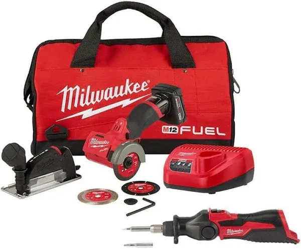 Milwaukee 2522-21XC-2367-20 M12 Fuel 12V 3 in. Lithium-Ion Brushless Cordless Cut Off Saw Kit with M12 Rover Service Light