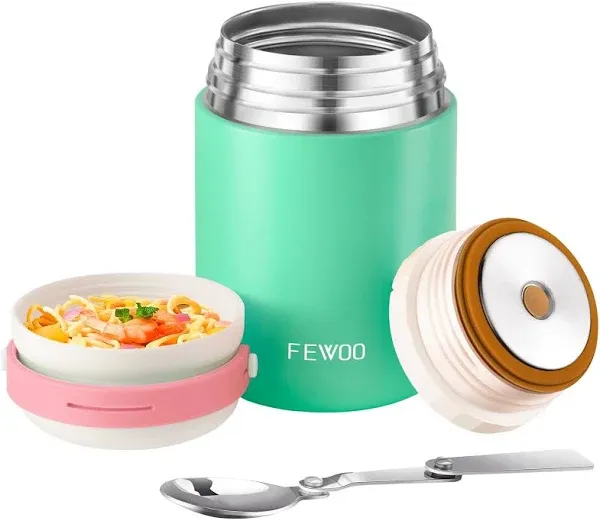 FEWOO Food Thermos - 20Oz Vacuum Insulated Soup Container, Stainless Steel Lunch