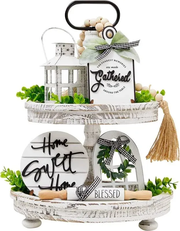 Set of 16 Farmhouse Tiered Tray Decor