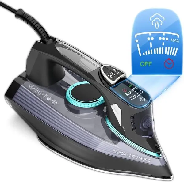 1700 Watt Steam Iron with Digital LED Screen, Ceramic Coated Soleplate, Anti-Dri