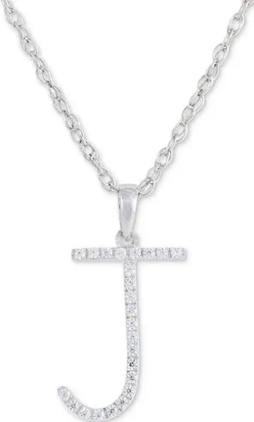 10K White Gold Diamond Initial Pendant Necklace