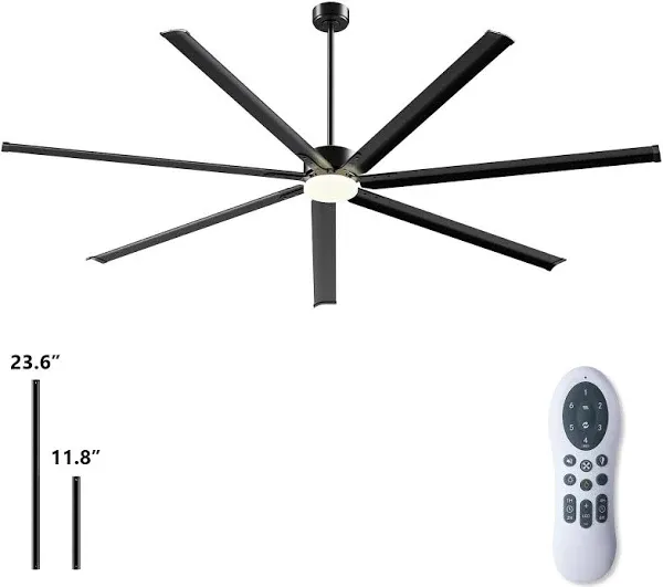 100 Inch Industrial DC Motor Ceiling Fan, Large Ceiling Fan with 7 Reversible Blades,6-Speed Remote Control,Ceiling Fans for Home or Commercial, Porch Patio Warehouse Restaurant