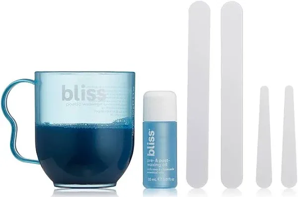 Bliss Poetic Waxing Hair Removal Kit | No-Strip Wax | Straight-from-the-Spa | Safe, Low-Temp, Microwaveable | Paraben Free, Cruelty Free | 5.3 fl oz