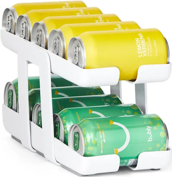 2-Tier Automatic Rolling Pop Can Organizer Storage Container Dispenser