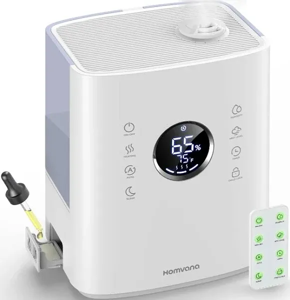 New Homvana Hybrid Ultrasonic Humidifier H111 White 6.5L Warm &amp; Cool Mist REMOTE