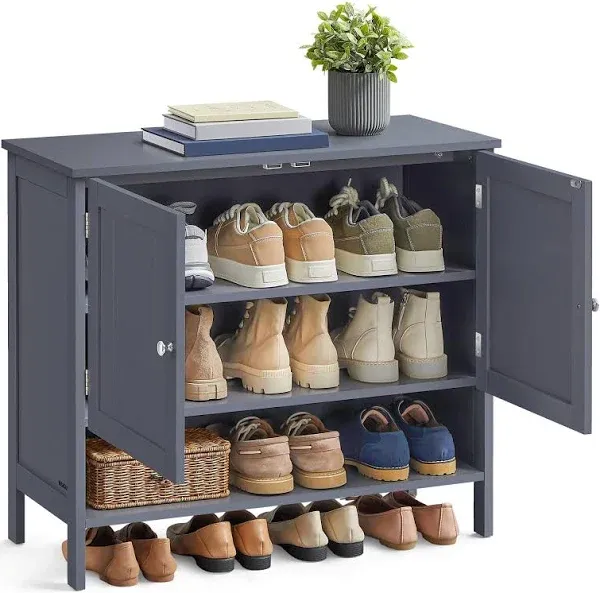 VASAGLE Modern Country Shoe Cabinet, 3-Tier Shoe Organizer, Forest Green Shoe Shelf - Stylish and Functional Storage Solution for Entryway