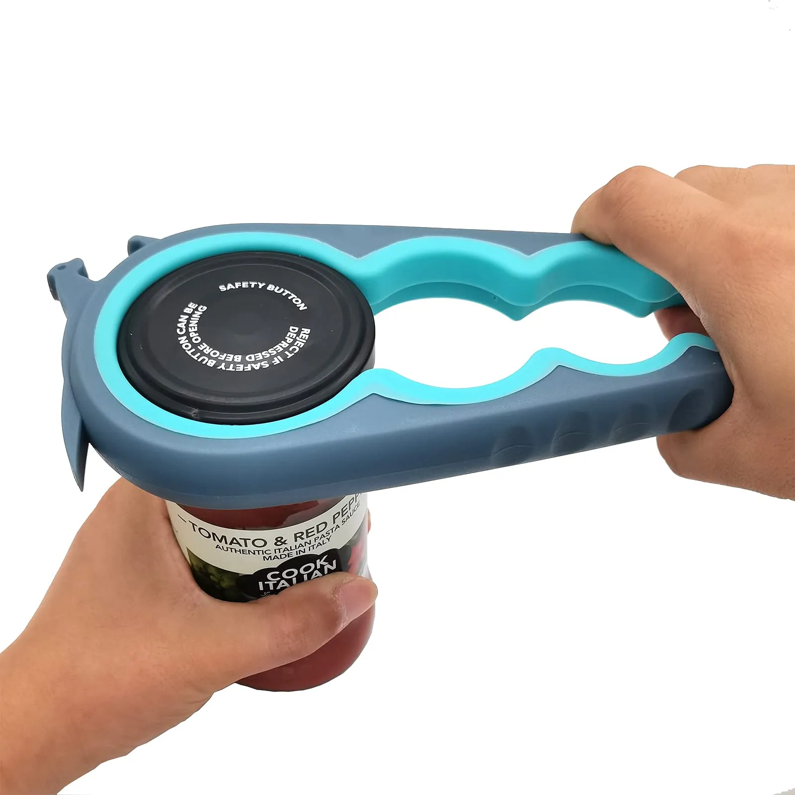 Otstar Jar Opener Bottle Opener and Can Opener for Weak hands, Seniors with Arthritis and Anyone with Low Strength, Mutil Jar Opener Get Lids Off Easily (White and Cyan)