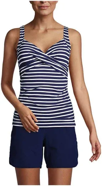 Lands' End Women's V-Neck Wrap Underwire Tankini Swimsuit Top