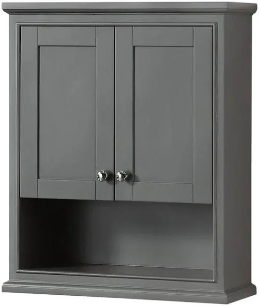 Wyndham Collection Deborah Bathroom Accessory Wall-Mounted Storage Cabinet, Dark Gray