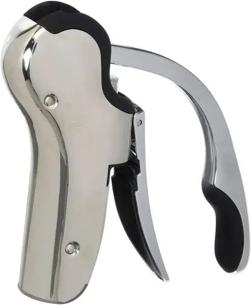 Stainless Steel Vertical Corkscrew Wine Opener with Foil Cutter - Fast and Easy