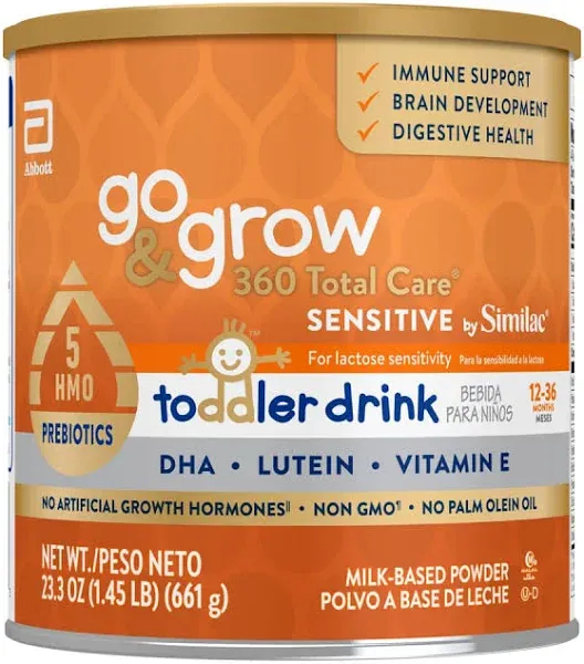 Go & Grow 360 Total Care Sensitive by Similac Toddler Drink Powder, 23.3-oz Can