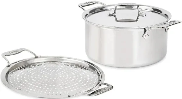 Crate & Barrel All-Clad 8-Qt. Stockpot with Lid and Strain and Splatter