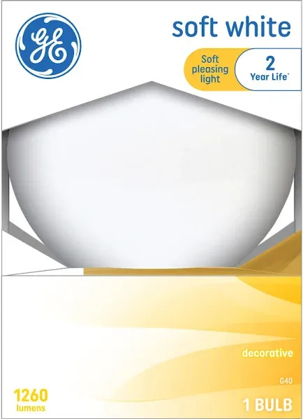 GE 100W G40 Globe Light Bulb