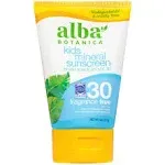 Alba Botanica Sunscreen, Mineral, Broad Spectrum SPF 30, Fragrance Free, Kids - 4 oz