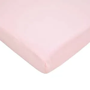 American Baby Company 100% Natural Supreme Cotton Jersey Knit Fitted Portable/Mini-Crib Sheet, Pink, Soft Breathable, for Boys and Girls 24x38x5 Inch (Pack of 1)