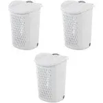 Ultra Wheeled Design Clothes Laundry Basket, 135 Liter （20 1/8" x 15 3/8" x 26 3/4"）Capacity, Laundry Hamper White Lid & Base w/Plastic Handle & Wheels,1-Pack