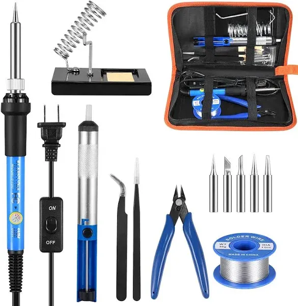 60W Soldering Iron Kit Electronics Welding Irons Solder Tools Adjustable Wire US