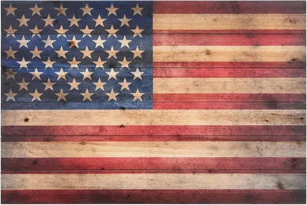 Empire Art Direct 16 x 24 in. American Flag Digital Print On Solid Wood Wall Art