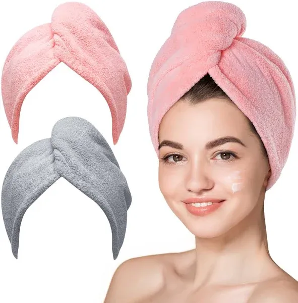 Hicober Microfiber Towel 3 Packs Hair Turbans for Wet Hair