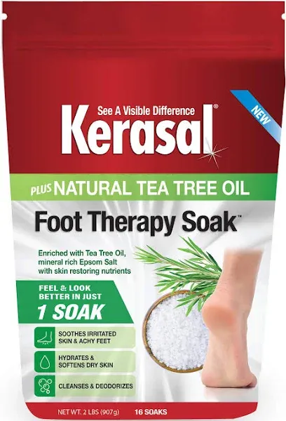 Kerasal Foot Therapy Soak, Foot Soak for Achy, Tired and Dry Feet, 2 lbs and Kerasal Nighttime Intensive Repair Foot Masks, Foot Mask for Cracked Heels and Dry Feet, Two Pairs