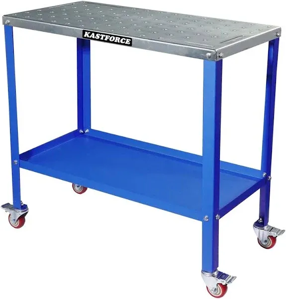 KASTFORCE KF3002 Rust-Free 36”×18” Welding Table 1200 lbs Loading Capacity, Wedling Cart Universal Work Table with 5/8" Holes, Top Thickness Up to 10g