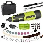 SnapFresh 12V Cordless Rotary Tool Kit-7 Speeds, 77 Accessories, Flex Shaft, Universal Keyless chuck,1 Hour Quick Charging, Green