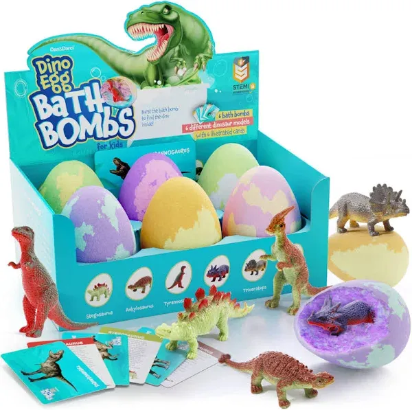 Dan&Darci Six Dino Egg Bath Bombs for Kids Kids Bath Bomb with Surprise Dinosaur Inside