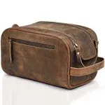 Leather Village Premium Leather Toiletry Travel Pouch with Waterproof Lining - Brown | King-Size Handcrafted Vintage Dopp Kit Bag