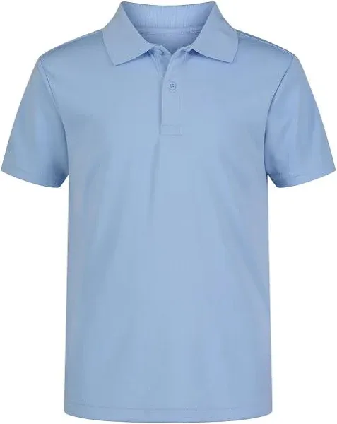 Nautica Boys' School Uniform Short Sleeve Polo Shirt, Button Closure, Moisture Wicking Performance Material