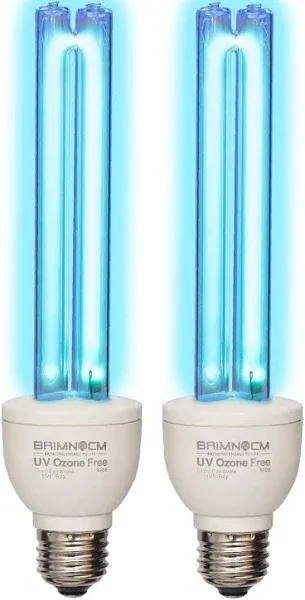 BAIMNOCM 2 Pack UVC Light Bulb Ozone Free, UV Lamp 25 Watt, 254nm Weavelength UV-C lamp for Basement E26 Base 2 Count