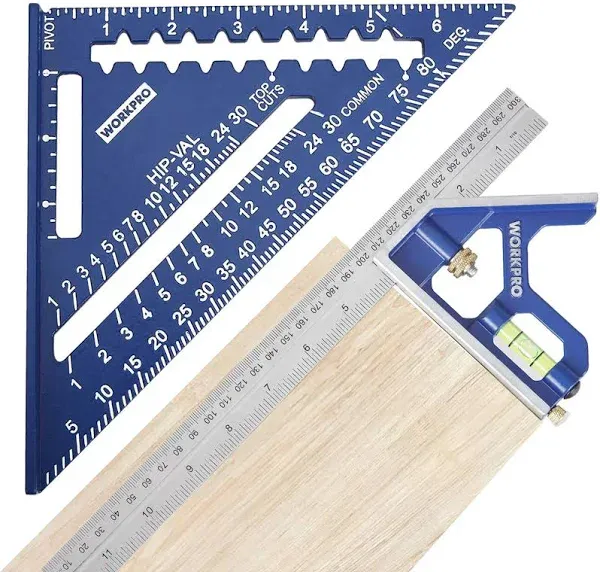 WorkPro Aluminum Alloy Carpenter Square and Zinc-Alloy Square Ruler Set