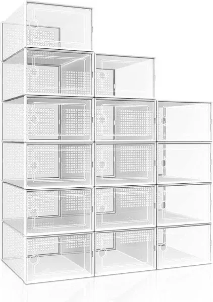 Hrrsaki Large 15 Pack Shoe Storage Organizer Boxes