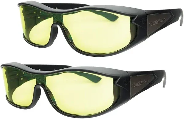 Night Vision Wraparounds Green Night Driving Glasses, AS-SEEN-ON-TV, Fits Over Your Prescription Eyeglasses and Reading, See Clearer, Anti-Glare, Reduces Glare from Headlights, Unisex