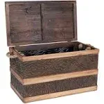 Small Metal Banded Wooden Storage Trunk Household Essentials