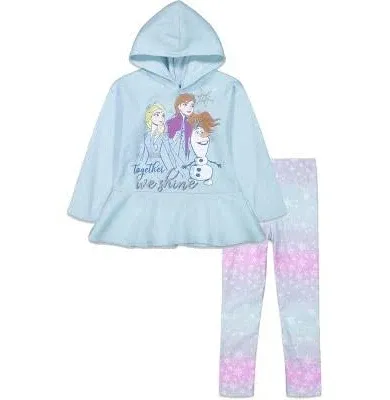 Disney Frozen Elsa Girls Fleece Hoodie and Leggings Outfit Set Toddler