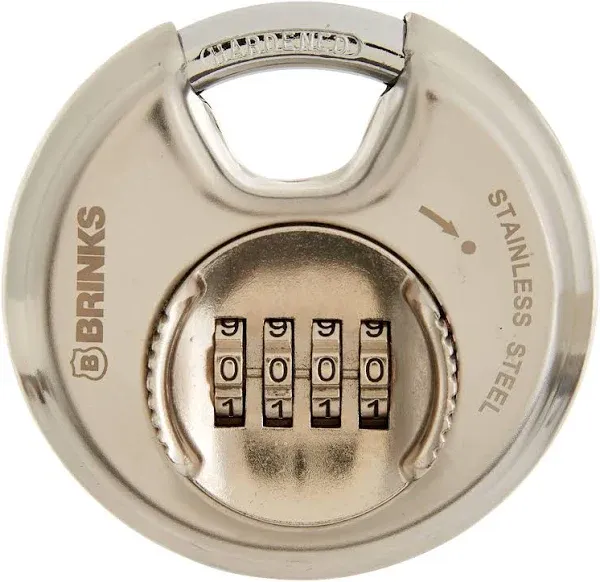 Brinks 80mm Stainless Steel Resettable Combination Discus Padlock 173-80051