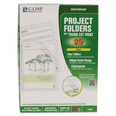 C-line 62627 Biodegradable Project Folders, Polypropylene, Letter Size, 25/Box