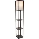 Lavish Home LED Floor Lamp with 3 Shelves, Brown