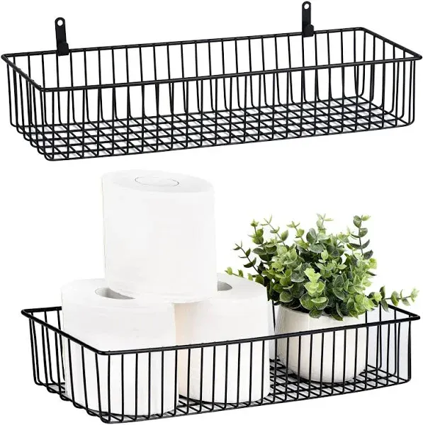 SheeChung Farmhouse Decor Metal Wire Storage Organizer Bin Basket(2 Pack) - Rustic Toilet Paper Holder - Storage Organizer for Bathroom, Kitchen Cabi