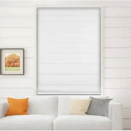 Arlo Blinds White Room Darkening Cordless Lift Fabric Roman Shades