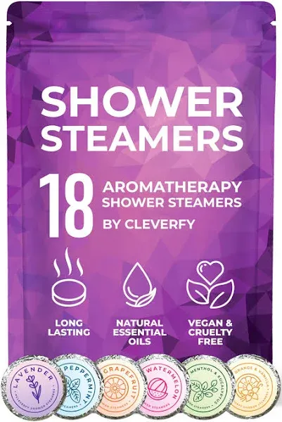 Cleverfy Shower Steamers Aromatherapy 18 Pack of Shower Bombs with Essential Oils. Self Care and Relaxation Birthday Gifts for Women and Men