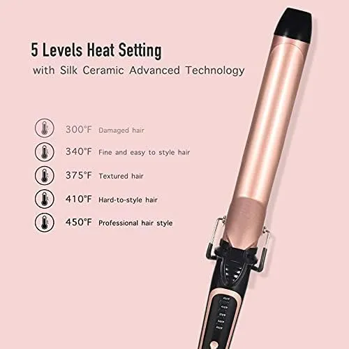 Lanvier 1.25&#034; Clipped Curling Iron Extra Long Tourmaline Ceramic Barrel LE-CI001