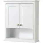 Wyndham Collection WCS2020WCWG Deborah Over-the-Toilet Bathroom Wall-Mounted Storage Cabinet in White with Brushed Gold Trim