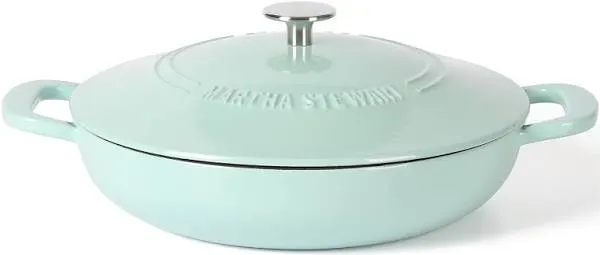 3.5-Quart Enameled Cast Iron Dutch Oven Braiser - Martha Blue...