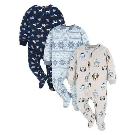 Gerber Baby Boys 3-Pack Flame Resistant Fleece Footed Pajamas